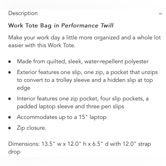 New Vera Bradley Work Tote. A nice bag with many compartments and laptop holder. - Picture 10 of 17